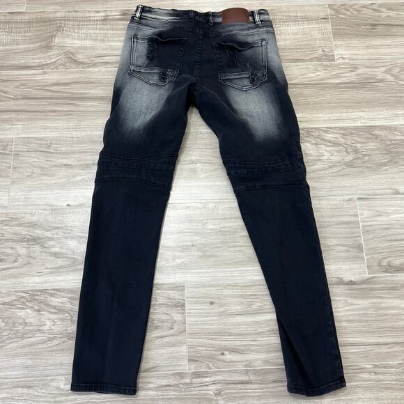 Waimea Distressed Black/ Gray Skinny Fit Jeans Size 34 - Picture 2 of 11